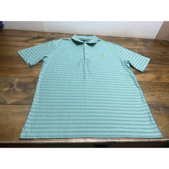 Masters Collection Augusta National Green Striped Golf Polo Shirt Men L Pima - Picture 4 of 8